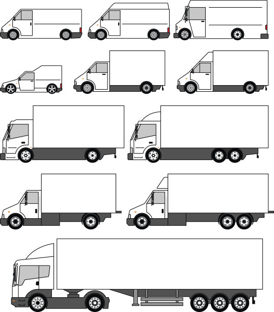 一组矢量交付汽车图标图片下载