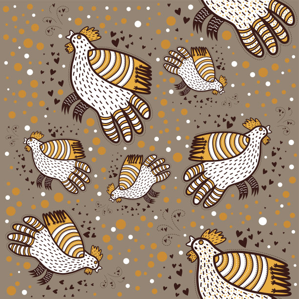 花纹装饰公鸡图片下载