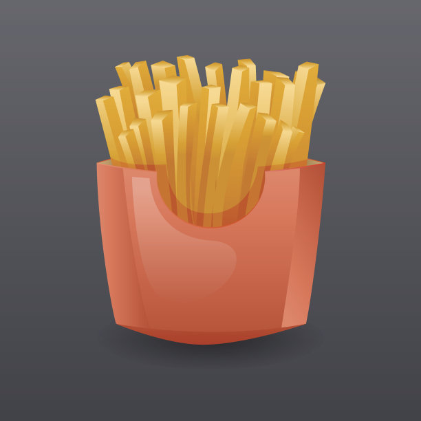 逼真的炸薯条快餐图标复古卡通符号模板图片下载