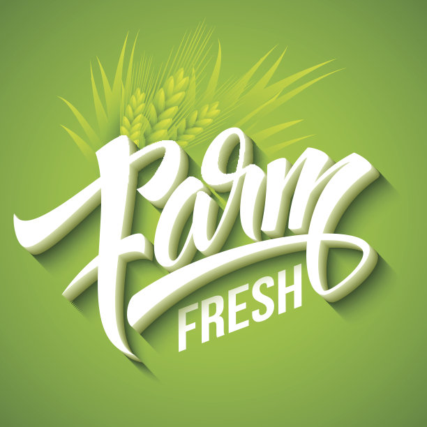 农场新鲜手写体题字矢量素材图片下载