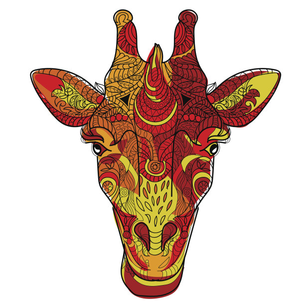 长颈鹿的头涂鸦图片下载