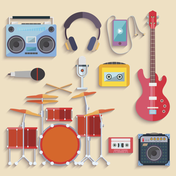 乐器。平面设计。向量图片下载