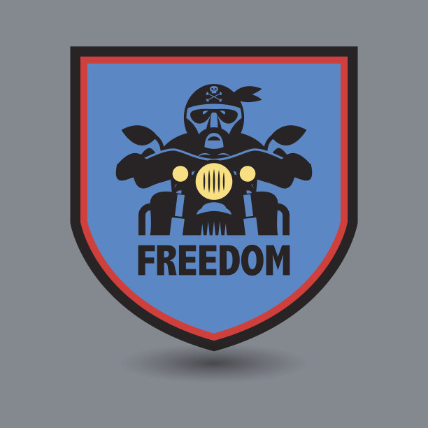 摩托车手的标签，里面有自由的文字图片下载