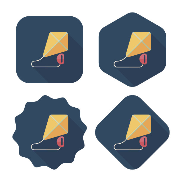 风筝平图标与长影子，eps10图片下载