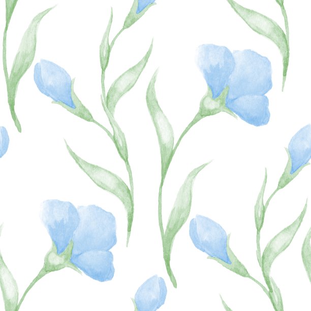 水彩背景与花。花无缝图案4图片下载