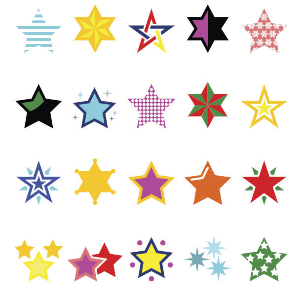 彩色的星星图标孤立在白色图片下载