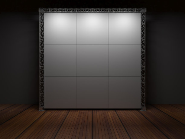 舞台桁架在木地板上。图片下载