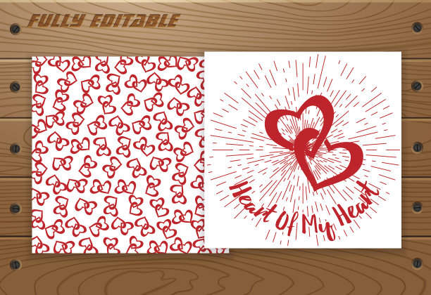 木桌上放着情人节卡片。图片下载