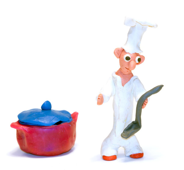 一个用粘土做的滑稽的洗碗工图片下载