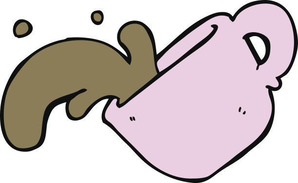 卡通洒了咖啡图片下载