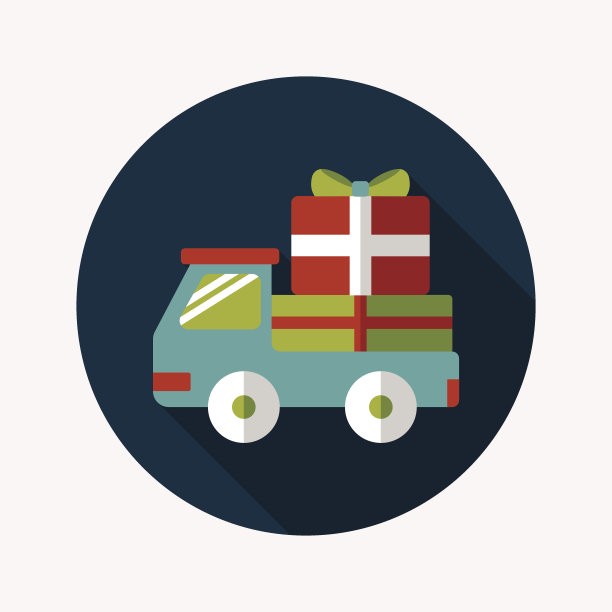 购物货运平面图标与长影子，eps10图片下载