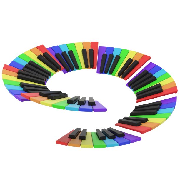 彩虹色的钢琴键盘图片下载