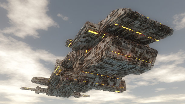 3d UFO概念和天空图片下载