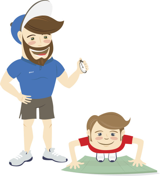 胡子健身私人教练教练和有趣的运动员图片下载