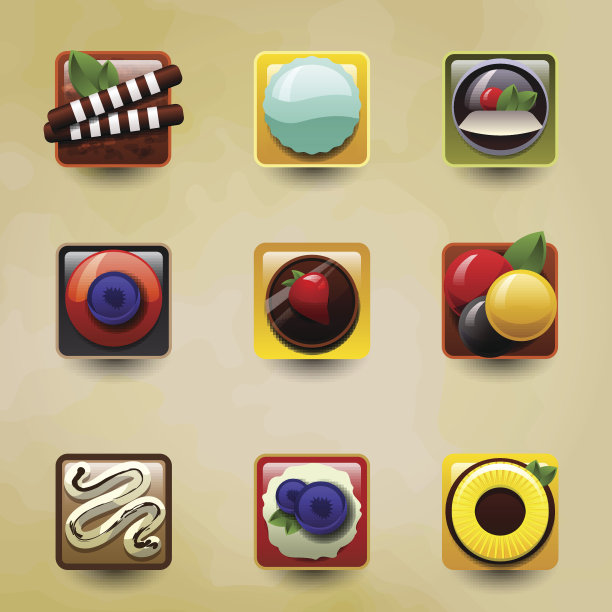 一套程式化的图标甜点图片下载