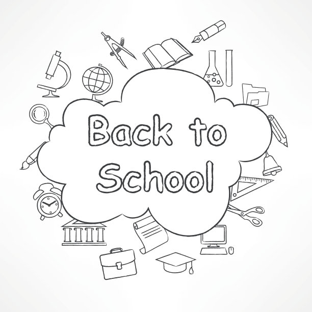 学校徒手画的插图图片下载