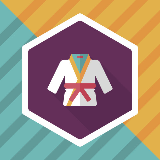 空手道套装扁平图标与长影子，eps10图片下载