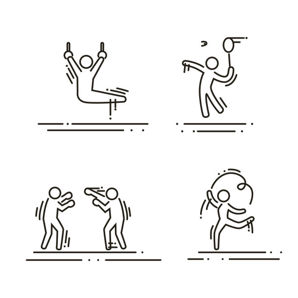 体育细线矢量图标设置象形图图片下载