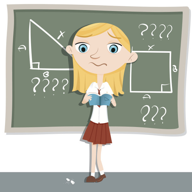 教室前困惑的女学生。图片下载