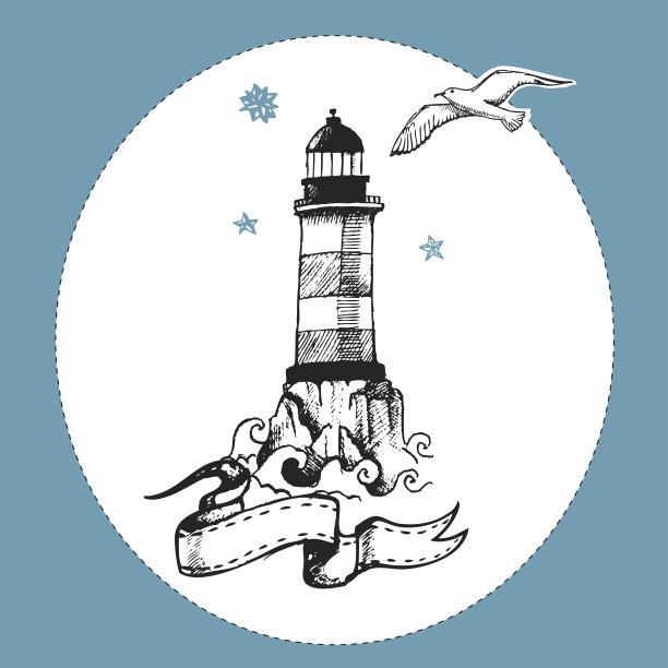 手绘的灯塔图片下载