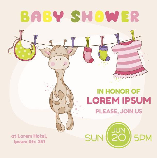 宝宝长颈鹿淋浴卡-为你的文本的地方图片下载