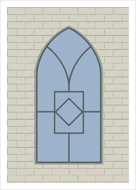砖墙上的大窗户图片下载