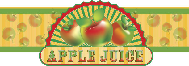 苹果汁标签矢量插图图片下载
