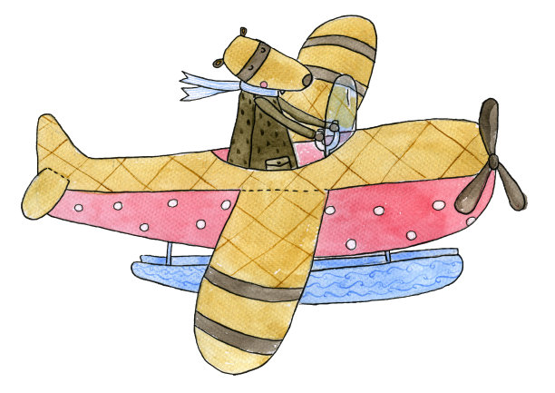水上飞机水彩插图图片下载