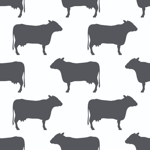 牛剪影无缝图案。牛肉肉背景图片下载