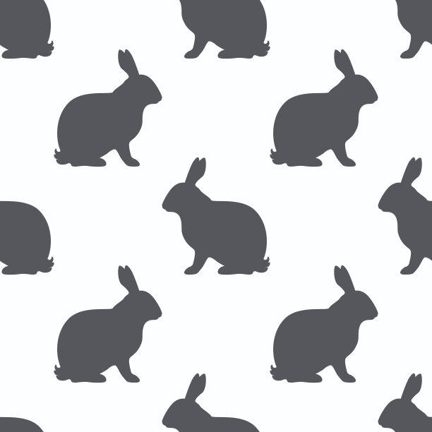 野兔剪影无缝图案。兔肉背景图片下载