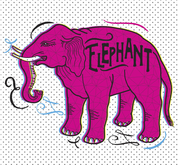 大的动物。米色背景上的大象。图片下载