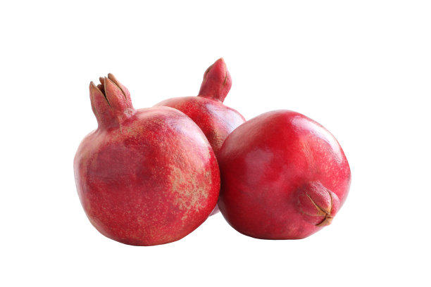 三个成熟的红石榴孤立在白色的背景上图片下载