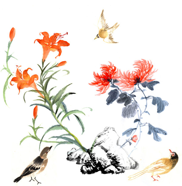 花鸟插画素材ID：126262456