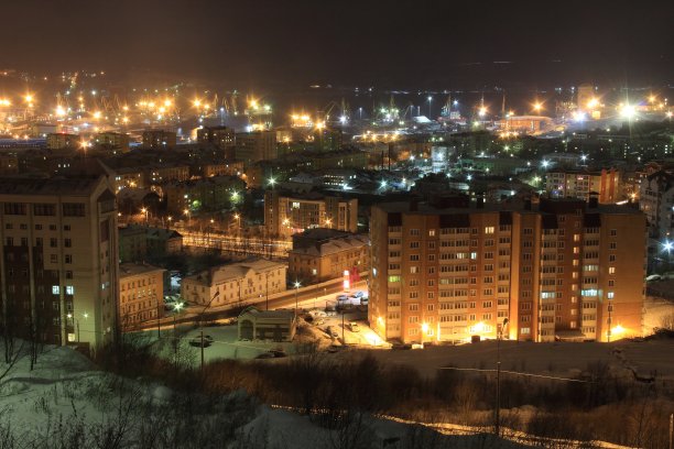 十二月的晚上在摩尔曼斯克图片下载