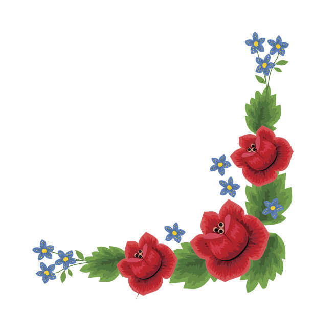 传统民间花绣装饰矢量插画图片下载