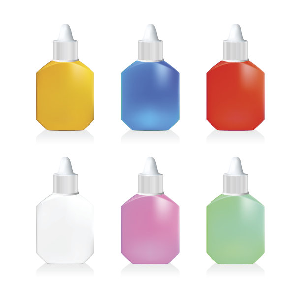 混合颜色滴瓶孤立在白色背景上的插图图片下载