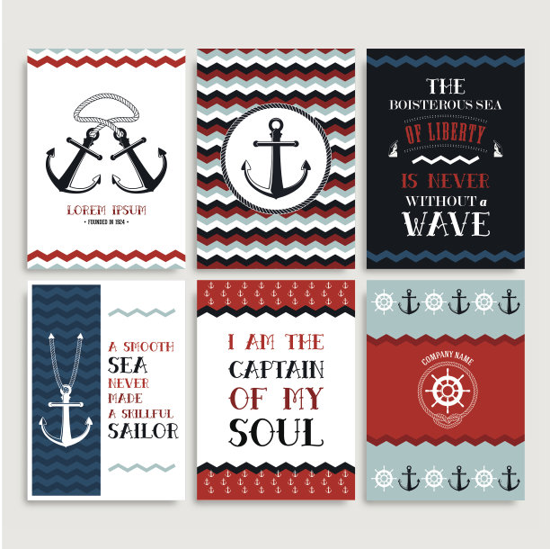 一套九张复古海洋贺卡图片下载
