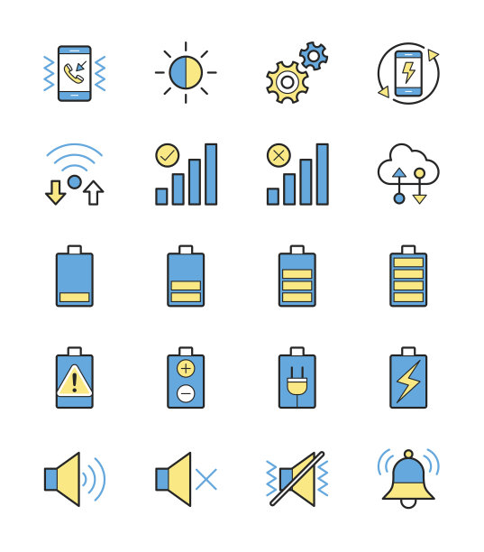 手机通知图标，单色-矢量插图图片下载