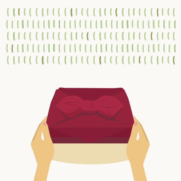 日本传统风格的礼品和手插图图片下载