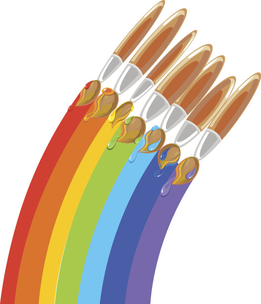 画彩虹的画笔图片下载