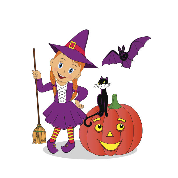 可爱的万圣节小女巫图片下载