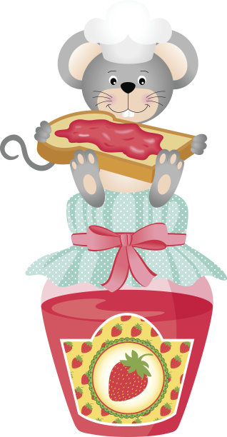 老鼠在瓶子上吃果酱图片下载