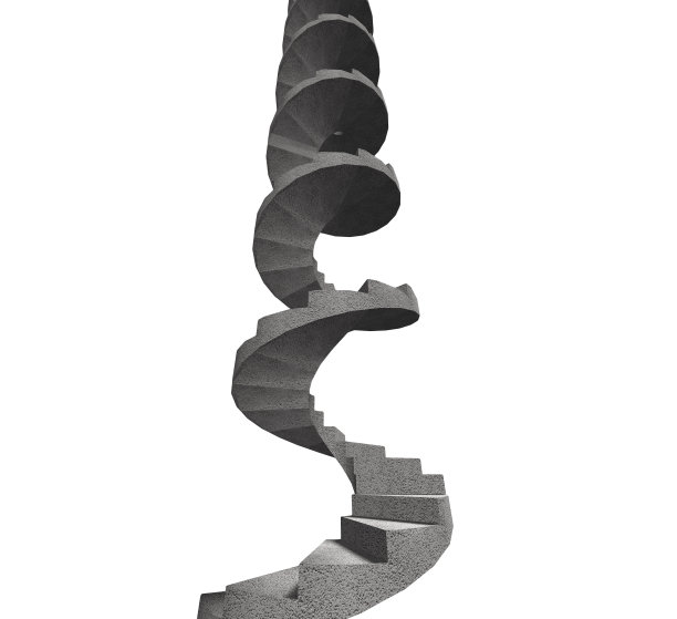 混凝土螺旋楼梯，3D插图图片下载