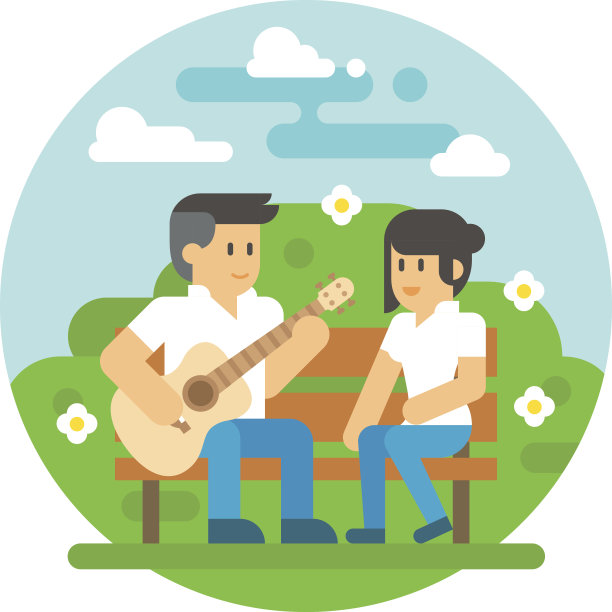 平面设计夫妇弹吉他图片下载