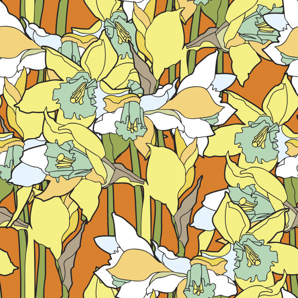 无缝图案与水仙花图片下载