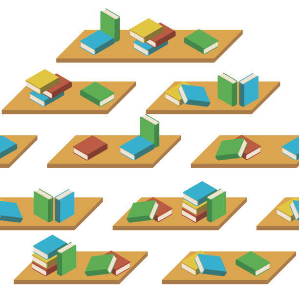 矢量无缝隔离模式书架和书籍图片下载