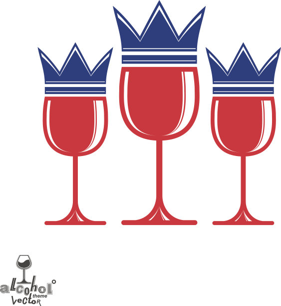 复杂的豪华酒杯与国王皇冠，图形高脚杯图片下载