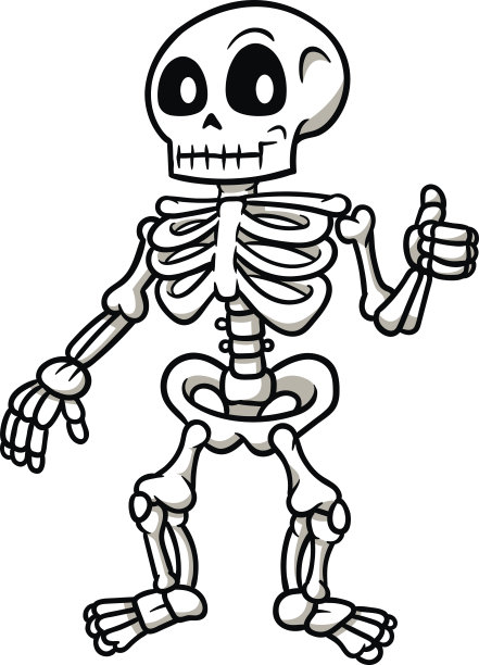 卡通骷髅给了一个大拇指矢量插图图片下载