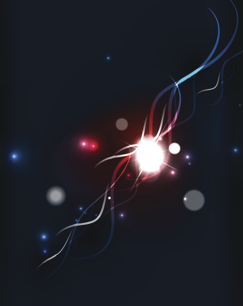 在黑暗的空间中发光的流动的波浪和星星图片下载