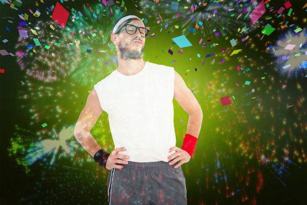 古怪潮人穿着运动服摆姿势的合成图像图片下载